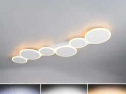 LED Deckenleuchte OVELA Weiß mit Fernbedienung & 3 Lichtfarben, Breite 100cm