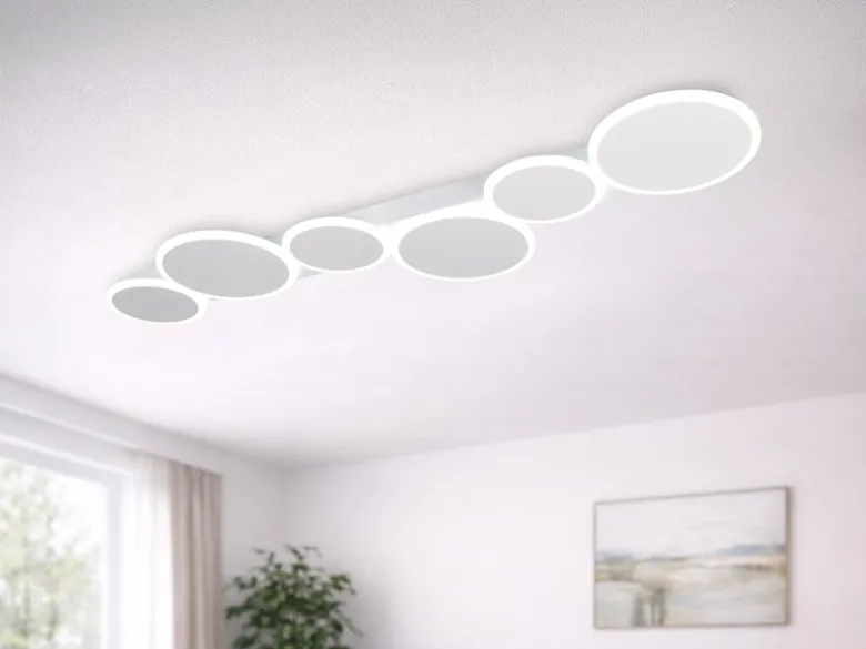 LED Deckenleuchte OVELA Weiß mit Fernbedienung & 3 Lichtfarben, Breite 100cm