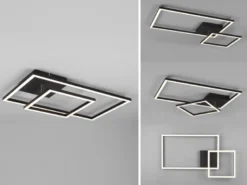LED Deckenleuchte PADELLA Schwarz dimmbar Warmweiß, Breite 63cm