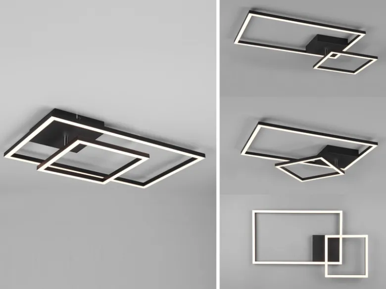 LED Deckenleuchte PADELLA Schwarz dimmbar Warmweiß, Breite 63cm