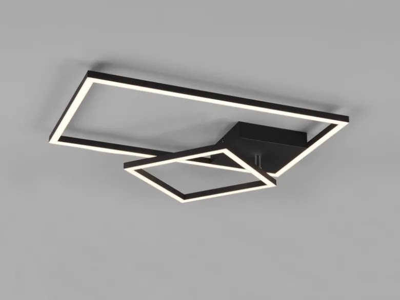 LED Deckenleuchte PADELLA Schwarz dimmbar Neutralweiß, Breite 63cm