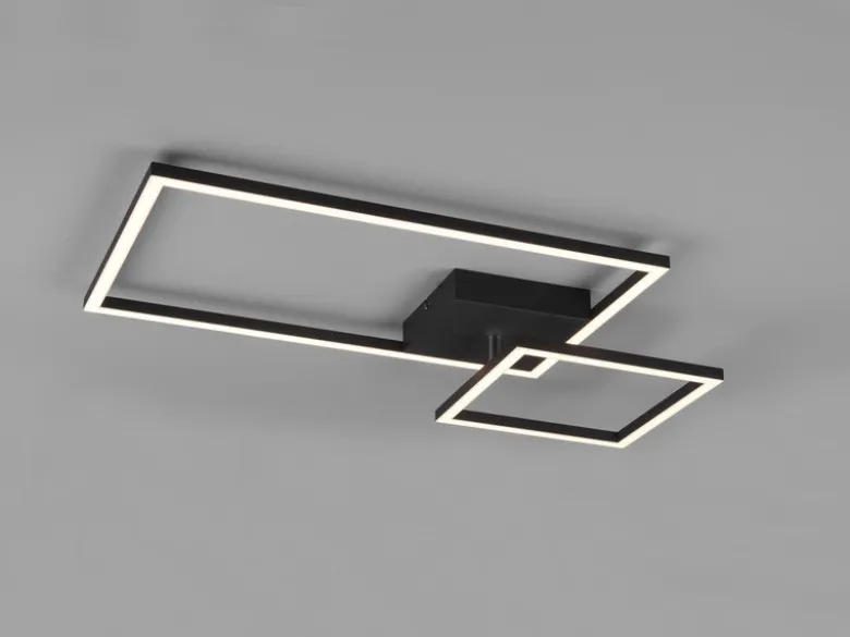 LED Deckenleuchte PADELLA Schwarz dimmbar Neutralweiß, Breite 63cm