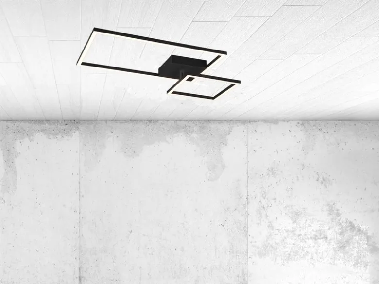 LED Deckenleuchte PADELLA Schwarz dimmbar Neutralweiß, Breite 63cm