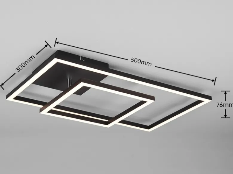 LED Deckenleuchte PADELLA Schwarz dimmbar Neutralweiß, Breite 63cm