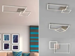 LED Deckenleuchte PADELLA Silber dimmbar Neutralweiß, Breite 63cm