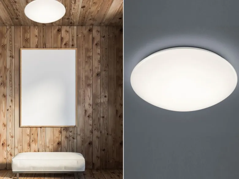 LED Deckenleuchte PAOLO in Weiß IP44 Badlampe, Ø 37cm
