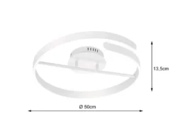 LED Deckenleuchte PARMA Metall Weiß matt 3 Stufen Dimmer Ring, Ø 50cm