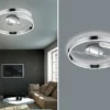 LED Deckenleuchte PARMA Metall Chrom/Weiß 3 Stufen Dimmer Ring, Ø 50cm