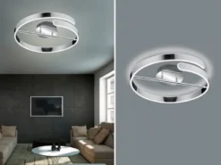 LED Deckenleuchte PARMA Metall Chrom/Weiß 3 Stufen Dimmer Ring, Ø 50cm