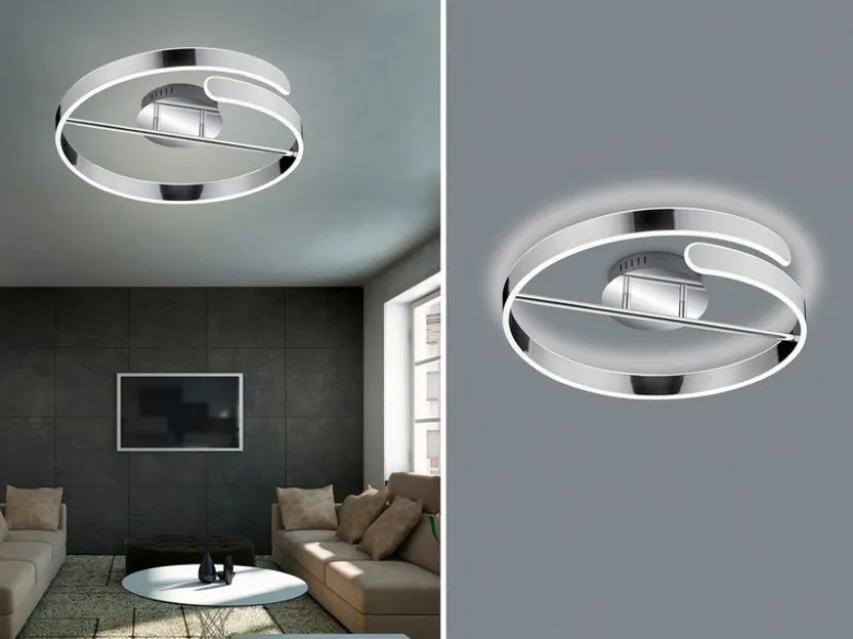 LED Deckenleuchte PARMA Metall Chrom/Weiß 3 Stufen Dimmer Ring, Ø 50cm