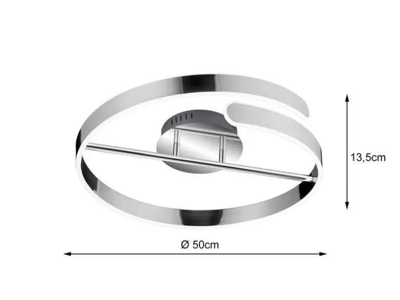 LED Deckenleuchte PARMA Metall Chrom/Weiß 3 Stufen Dimmer Ring, Ø 50cm