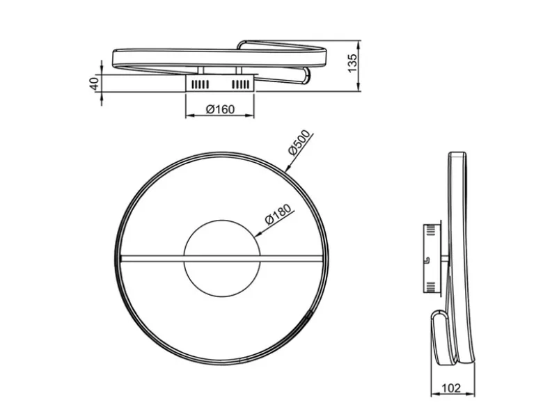 LED Deckenleuchte PARMA Metall Chrom/Weiß 3 Stufen Dimmer Ring, Ø 50cm
