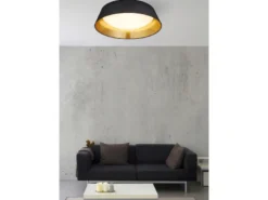 LED Deckenleuchte PONTS mit Stofflampenschirm Schwarz Gold Ø 45cm