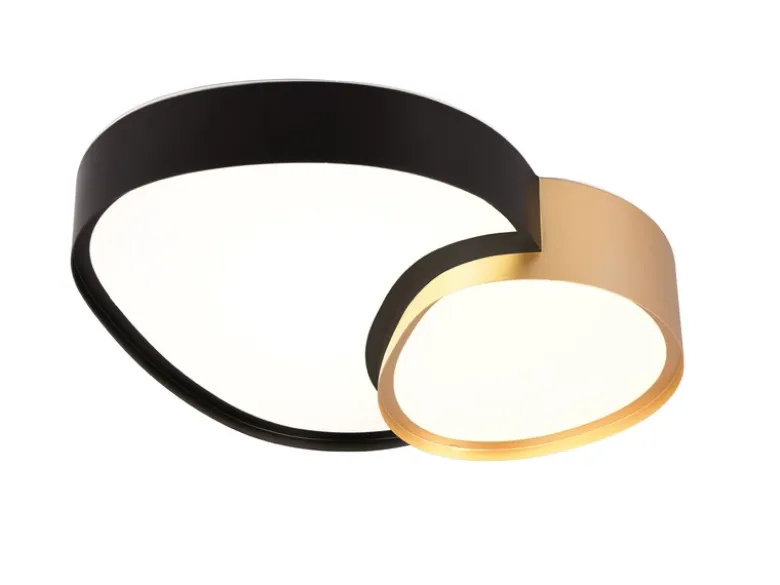 LED Deckenleuchte RISE mit Fernbedienung dimmbar Schwarz Gold, Breite 43,5cm