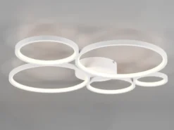 LED Deckenleuchte RONDO 5 Ringe Weiß, 5.600 Lumen hell, dimmbar, Breite 59cm