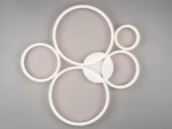 LED Deckenleuchte RONDO 5 Ringe Weiß, 5.600 Lumen hell, dimmbar, Breite 59cm