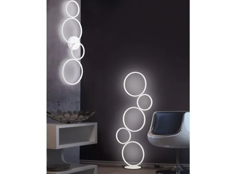 LED Deckenleuchte RONDO 5 Ringe Weiß, 5.600 Lumen hell, dimmbar, Breite 59cm