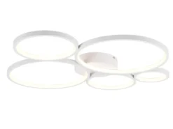 LED Deckenleuchte RONDO 5 Ringe Weiß, 5.600 Lumen hell, dimmbar, Breite 59cm