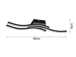 LED Deckenleuchte ROUTE flach Schwarz 3 flammig Warmweiß, Breite 56cm