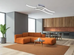 LED Deckenleuchte ROUTE 3 flammig Metall Silber Neutralweiß, Breite 56cm
