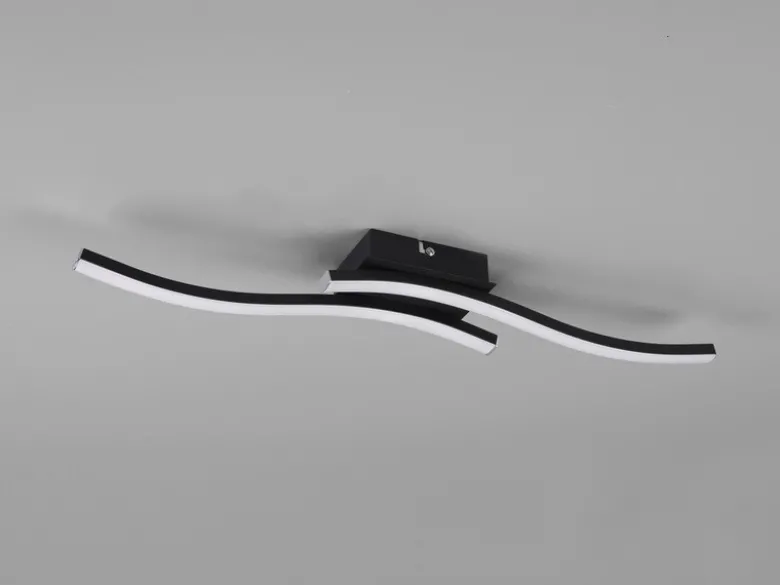 LED Deckenleuchte ROUTE 2 flammig Metall Schwarz, Warmweiß, Breite 56cm