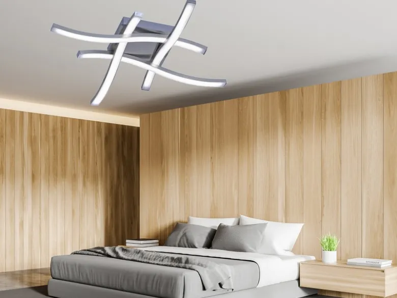 LED Deckenleuchte ROUTE Metall Silber, 4-flammig Warmweiß, Breite 46cm
