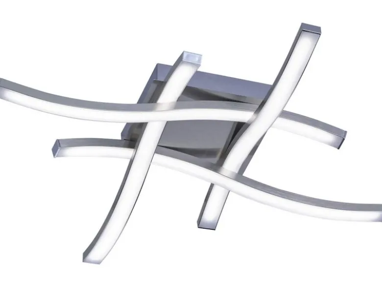 LED Deckenleuchte ROUTE Metall Silber, 4-flammig Warmweiß, Breite 46cm
