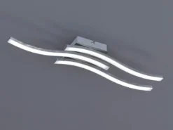 LED Deckenleuchte ROUTE Metall Silber, 3-flammig Warmweiß, Breite 56cm