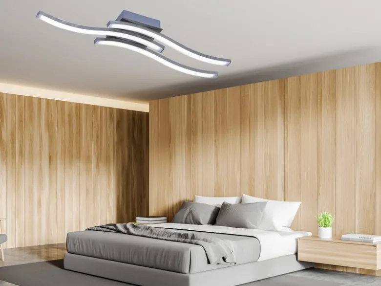 LED Deckenleuchte ROUTE Metall Silber, 3-flammig Warmweiß, Breite 56cm