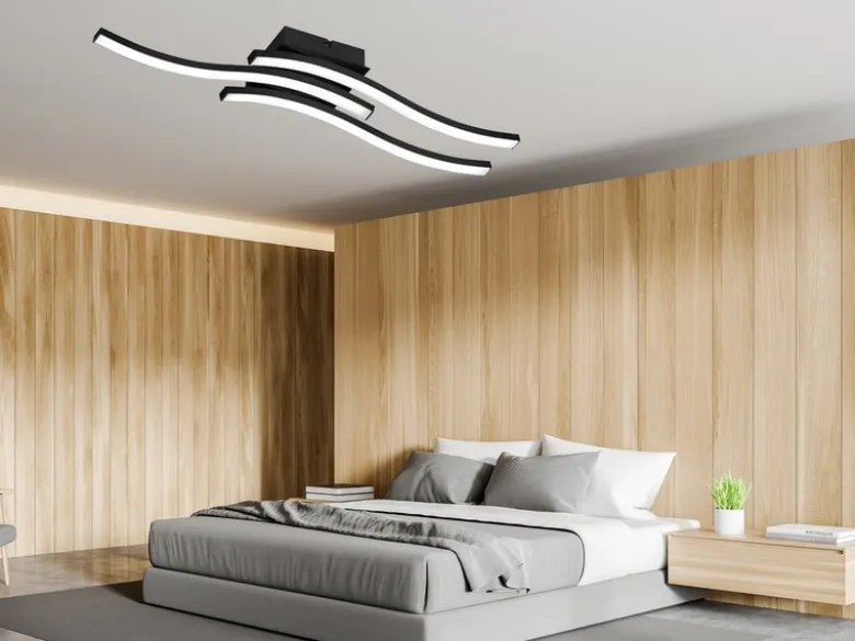 LED Deckenleuchte ROUTE Metall Schwarz, Breite 56cm, Warmweiß