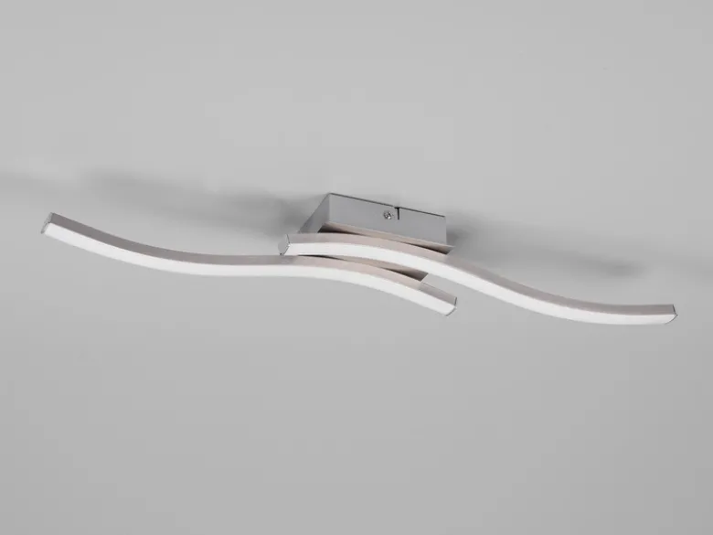 LED Deckenleuchte ROUTE Metall Silber 2-flammig, Warmweiß, Breite 56cm
