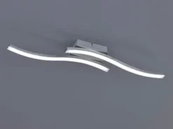 LED Deckenleuchte ROUTE Metall Silber 2-flammig, Warmweiß, Breite 56cm