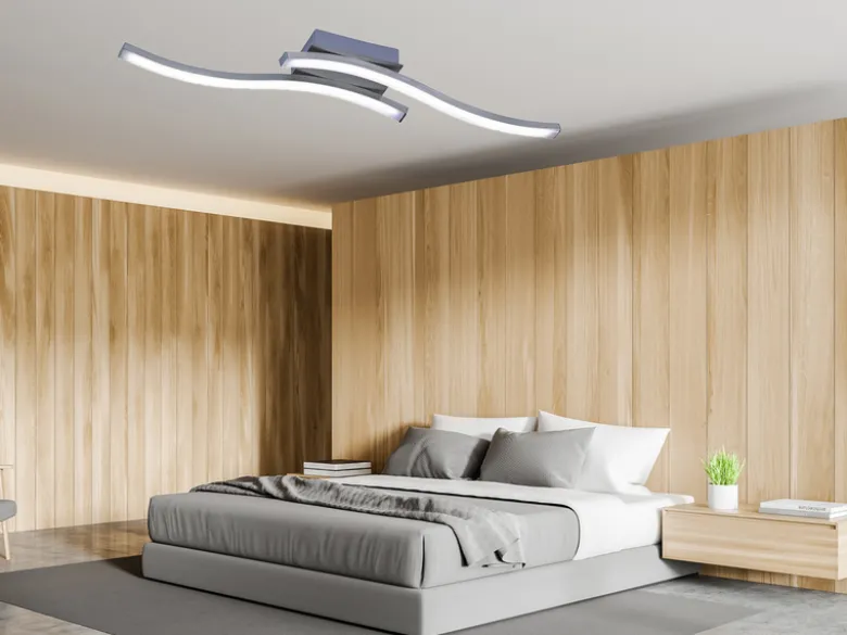 LED Deckenleuchte ROUTE Metall Silber 2-flammig, Warmweiß, Breite 56cm