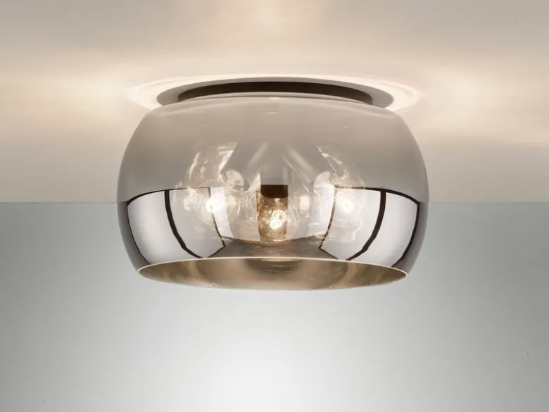 LED Deckenleuchte rund aus Rauchglas Industrial, Ø 40cm