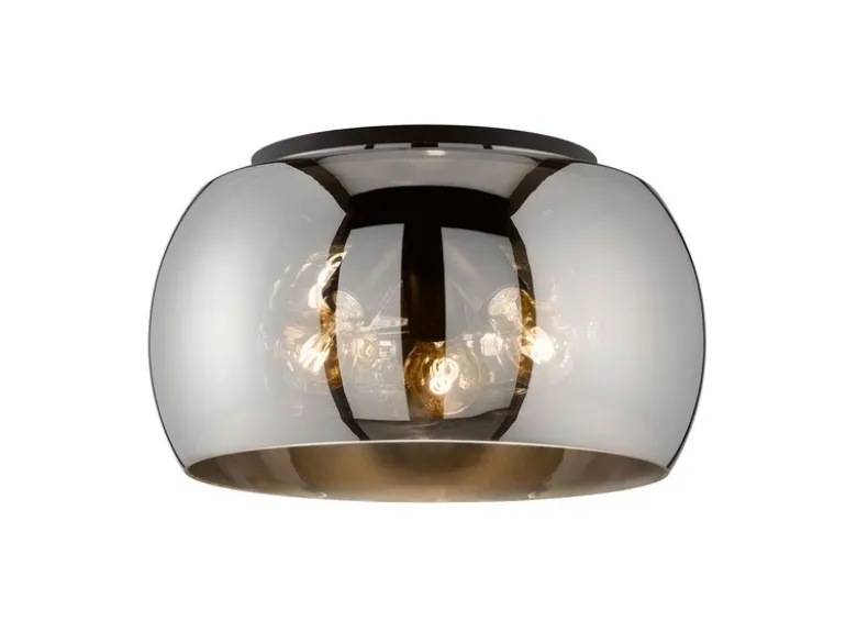 LED Deckenleuchte rund aus Rauchglas Industrial, Ø 40cm