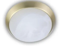 LED-Deckenleuchte rund, Glas Alabaster, Dekorring Messing matt, Ø 40cm