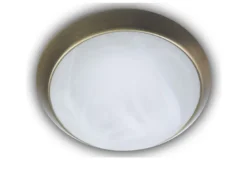 LED-Deckenleuchte rund, Glas Alabaster, Dekorring Altmessing, Ø 40cm