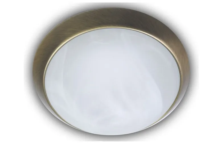 LED-Deckenleuchte rund, Glas Alabaster, Dekorring Altmessing, Ø 40cm
