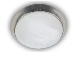 LED-Deckenleuchte rund, Glas Alabaster, Dekorring Nickel matt, Ø 30cm