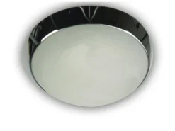 LED-Deckenleuchte rund, Glas Alabaster, Dekorring Chrom, Ø 25cm