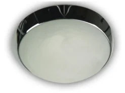LED-Deckenleuchte rund, Glas Alabaster, Dekorring Chrom, Ø 35cm