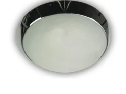 LED-Deckenleuchte rund, Glas Alabaster, Dekorring Chrom, Ø 40cm