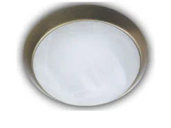 LED-Deckenleuchte rund, Glas Alabaster, Dekorring Altmessing, Ø 25cm