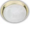 LED Deckenleuchte rund, Glas Alabaster, Dekorring Messing poliert, Ø 40cm