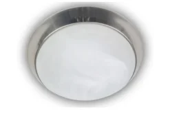 LED-Deckenleuchte rund, Glas Alabaster, Dekorring Nickel matt, Ø 25cm