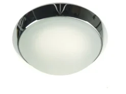 LED-Deckenleuchte rund, Glas satiniert mit Klarrand, Dekorring Chrom, Ø 30cm