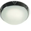 LED-Deckenleuchte rund, Glas satiniert mit Klarrand, Dekorring Chrom, Ø 25cm