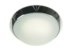 LED Deckenleuchte rund, Glas satiniert mit Klarrand, Dekorring Chrom, Ø 25cm
