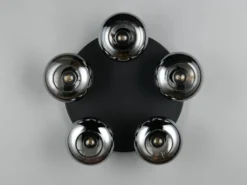 LED Deckenleuchte rund mit 5 Rauchglas Lampenschirmen, Ø 49cm
