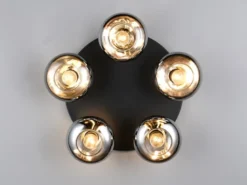 LED Deckenleuchte rund mit 5 Rauchglas Lampenschirmen, Ø 49cm